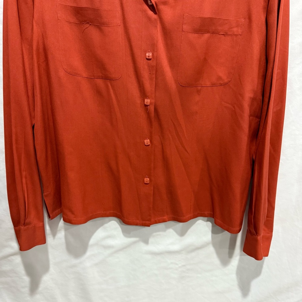 Anna and Frank 100% Silk Terracotta Button Down Blouse‎ Large Old Money Luxury - Picture 5 of 15